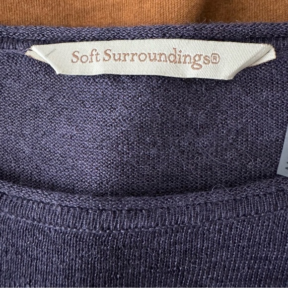 Soft Surroundings Women Wool Alpaca Sweater S Purple High Low Sheer Preppy - Picture 10 of 12